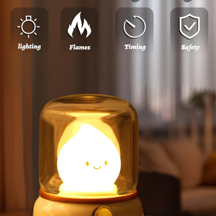 Ghost Campfire Night Light for Adult, Cute Flameless Kerosene Lamp, Rechargeable Portables Camping Light, Halloween Christmas Decor for Desktop, Bedroom, Sink Counter Lighting