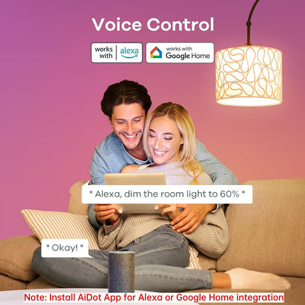 Linkind Color Changing Smart WiFi Light Bulbs, Work with Alexa & Google Home, A19 E26 Dimmable RGBTW Bulbs, No Hub Needed, 800 Lumen, 2.4Ghz WiFi, 6 Pack