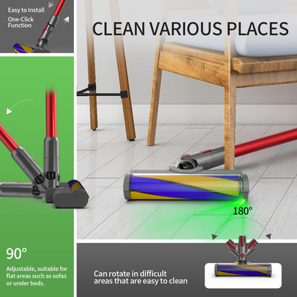 Vacuum Cleaners Parts For Dyson V7 V8 V10 V11 V15, Roller Brush Power Head With Green Dust Light, Motorhead Hardwood Floor Attachments For Vacuum