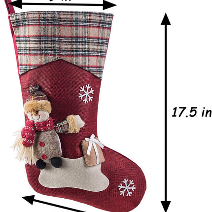 Sunnyglade 3PCS 17.5" Christmas Stocking Classic Large Stockings Santa, Snowman, Reindeer Xmas Character for Family Holiday Christmas Party Decorations