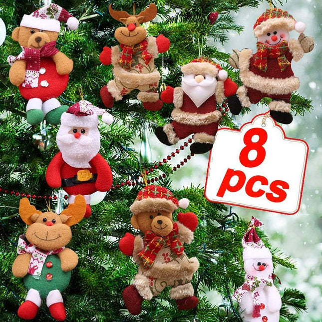 Plush Felt Christmas Ornaments 8 Pcs for Christmas Tree Ornament Set 7 Inch Santa Snowman Reindeer Bear Decorative Hanging Decor DIYs for Trees Wreath s Mantel Indoor Room Xmas Party Home Decor