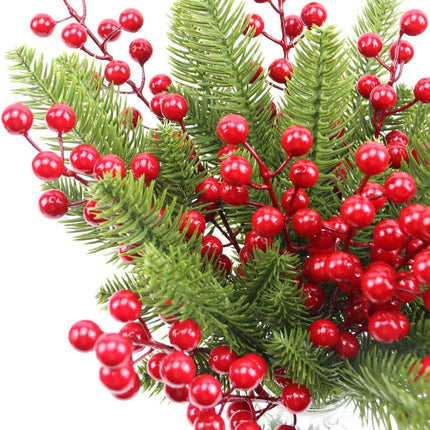60 Pack Artificial Red Holly Berries, 8.2 Inch Christmas Berry Picks Red Berry Stems for Christmas Tree Decorations DIY Crafts Xmas Wreath Wedding Holiday Season Home Decor