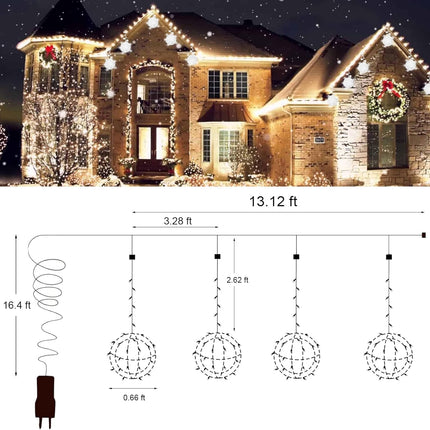 Christmas String Lights Outdoors,4 Pack 7.95" Sphere Lights,Ball Tree Garden Globe Lights for Home, Party, Christmas, Porch Patio,Wedding, Garden,Tree Decoration with Plug