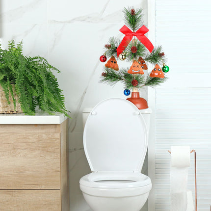 Jenaai 15.7 Inch Christmas Tree Plunger with 4 Pcs Poop Ornaments White Elephant Dirty Santa Humor Christmas Gag s Funny Xmas Prank Holiday Ornament for Exchange