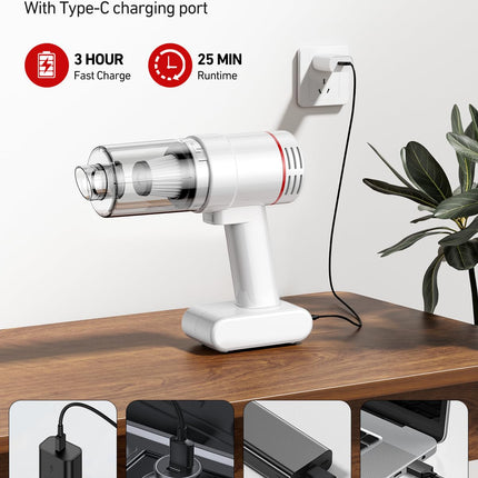 Handheld Car Vacuum Cleaner Cordless, 15000Pa Powerful Suction Car Vacuum High Power Cleaner With Led Light & Multi Accessories, Portable Mini Hand Held Car Vacuum Cleaner For Car Home Office