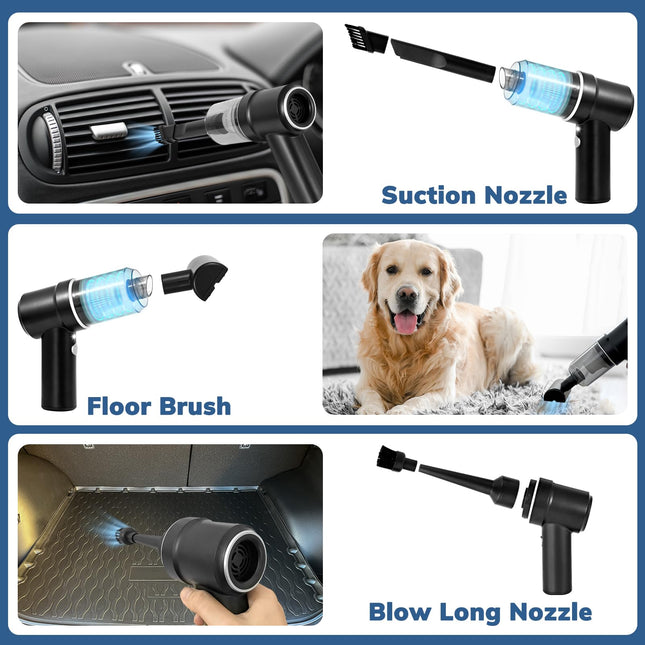 Handheld Car Vacuum Cleaner, Mini Car Vacuum Rechargeable, 9000Pa 120W High Power, 2 In 1 Air Duster With Led Light, Portable Vacuum Cleaner For Car, Home, Office, Pet
