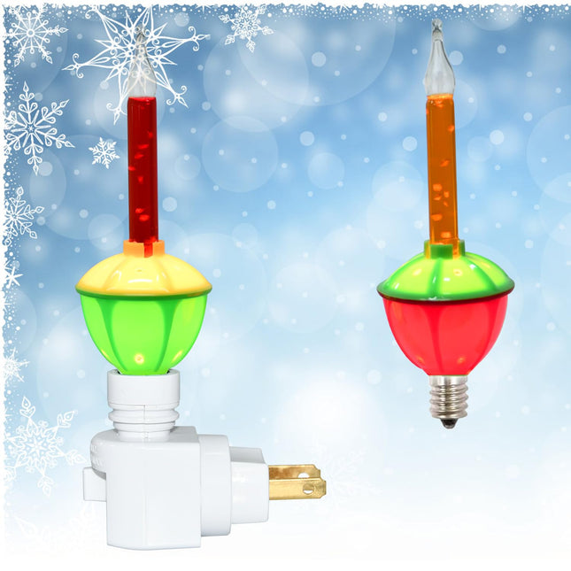 Christmas Bubble Night Lights Plug into Wall, 1 Multicolor Bubble Christmas Night Light + 1 Replacement Bubble Light Bulb, for Vintage Christmas Decorations Home Bedroom, C7/E12 Base, 5W