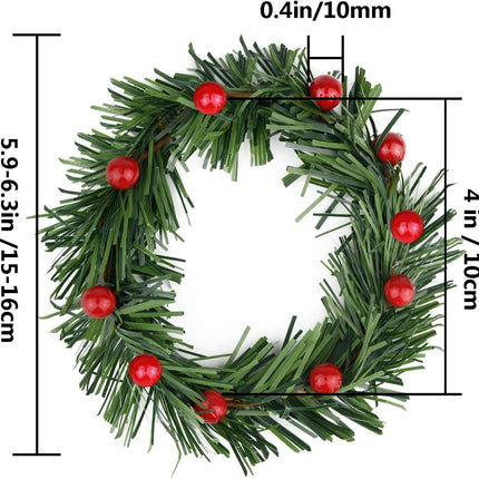 Lystaii 10pcs Christmas Candle Rings Red Artificial Berry Candle Rings with Grass Mini Christmas Wreath for Pillar Candle Christmas Holiday Table Decorations Rustic Wedding Table Centerpiece (Large)