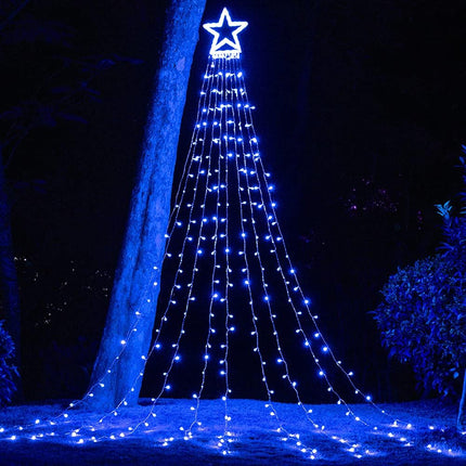 Christmas Decorations Outdoor Lights,11.5 ft 317 LED Star Christmas Tree Lights,8 Memory Lighting Modes&Timer Christmas Star Lights for Yard,Wedding,Party,Christmas Decorations (Blue)