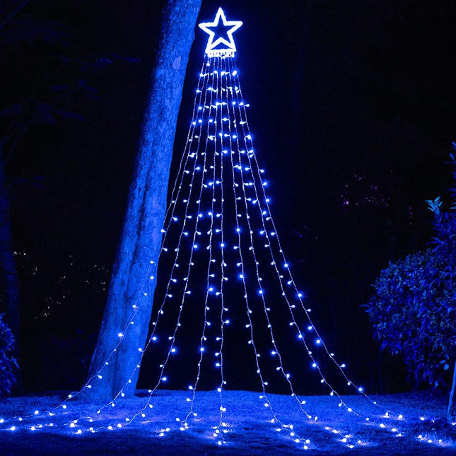 Christmas Decorations Outdoor Lights,11.5 ft 317 LED Star Christmas Tree Lights,8 Memory Lighting Modes&Timer Christmas Star Lights for Yard,Wedding,Party,Christmas Decorations (Blue)