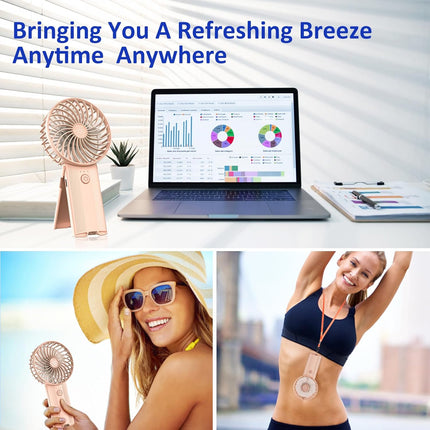 Portable Handheld Fan Pink,15H Max Cooling Time,Rechargeable Small Personal Fan,4 Speeds Battery Operated Fan,Women,Men'S Travel