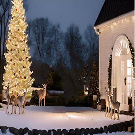 LUCKY SHINE 150 Warm White LED Christmas Lights, Commercial Grade 50 FT White Wire String Lights, for Indoor and Outdoor Use.