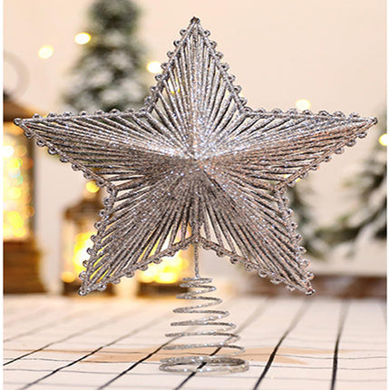 Christmas Tree Star Topper Glitter Star Treetop Xmas Tree Topper Star for Christmas Tree Decorations (Silver)