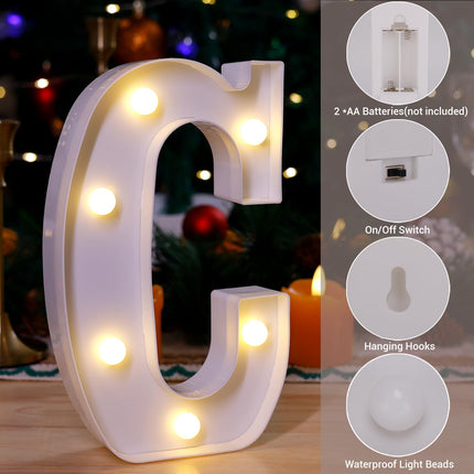 LED Marquee Sign Light Up Letters, Alphabet Light Up Letters Sign, Battery Powered LED Letter Lights for Night Light, Wedding, Birthday, Party, Christmas or Home Decor (Letter C)