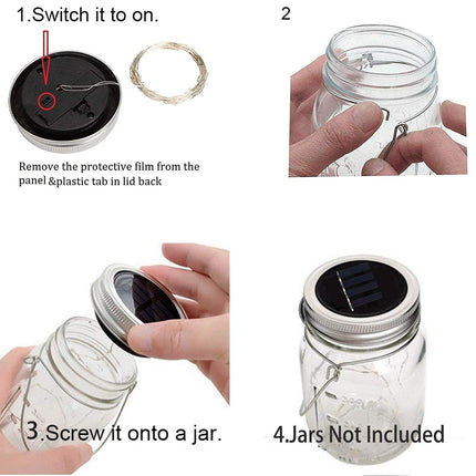 ANGMLN Solar Mason Jar Lights Lids, 10 Pack 30 LED Solar Fairy Lights for Regular Mouth Mason Jars, Outdoor Hanging Mason Jar Lights for Garden Yard Decor, Wedding Christmas s (Jars Not Included)