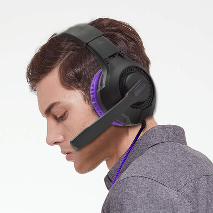 PC Gaming Headsets PS4 Headset for Xbox One - AH68 Wired Stereo Over Ear Gaming Headphone with Microphone for PC Computer, MAC Laptop, Playstation 4, Xbox one Controller, Phones,Tablet, PSP, Purple