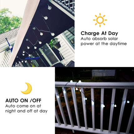 White 2-Pack 100 LED 64FT Crystal Globe Solar Christmas Lights Outdoor, Waterproof Solar String Lights Outdoor Decorative, 8 Lighting Modes Solar Patio Lights for Christmas Decor Garden Wedding Party