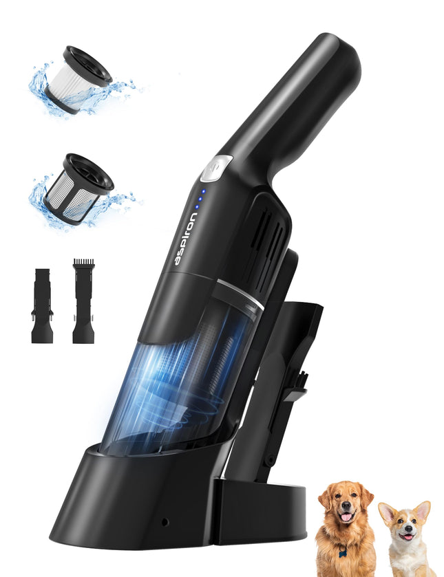 Aspiron Cordless Handheld Vacuum, 15Kpa Powerful Car Vacuum, Rechargeable, Charging Dock, Ergonomic Handle, 2In1 Crevice Tool, 1.8Lb Portable Handheld Vacuum With 2Speed For Car, Home