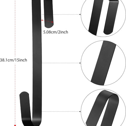 Zhehao 3 Pieces Christmas Decor Metal Wreath Hangers Over The Door Light Handy Wreath Hanger Hanging Hook (14 Inch, Black)