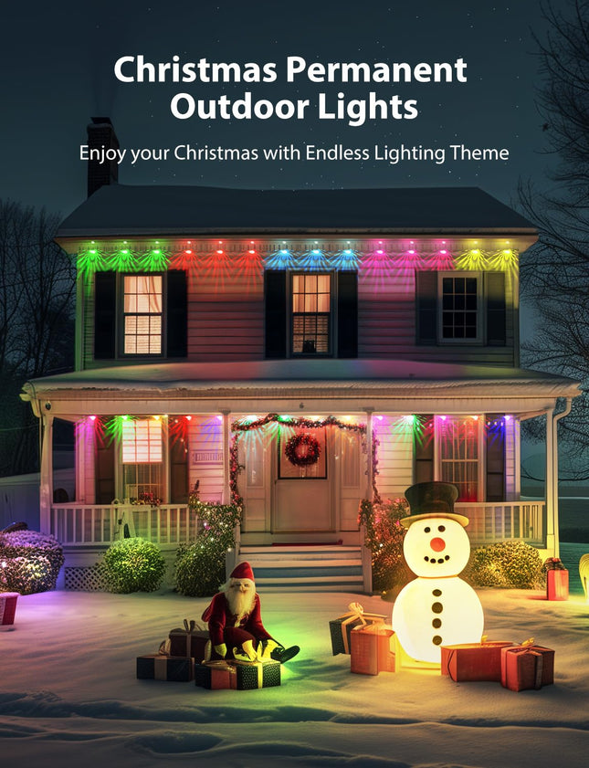 Permanent Outdoor Lights, Permanent Christmas Lights Outdoor 300ft with 216 LED RGB Lights with 44 Scene Modes for Halloween, Christmas Decorations, Work with APP, Alexa, Google Assistant