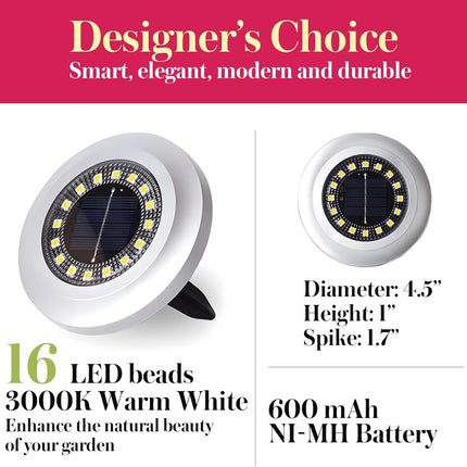 Solar Ground Light 8 Packs, Upgraded 16Leds Solar Outdoor Light For Patio, MowerFriendly Withstand 200Lbs Solar Powered Lights
