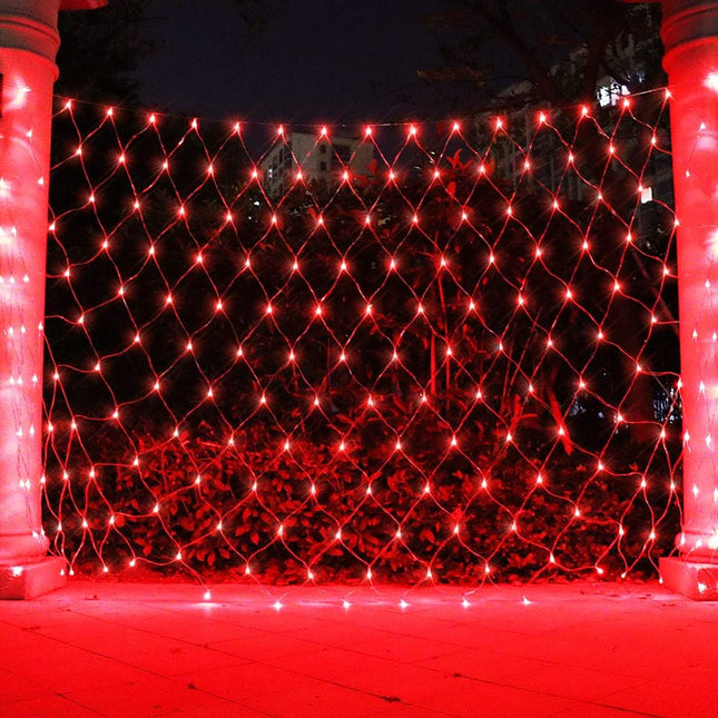 Net Light Christmas Lights Red, Tree Mesh Lights Outdoor Plug in Hanging String Lights for Xmas, Halloween, Garden, Walkway, Bushes Decor-9.8ft x 6.6ft(Red)