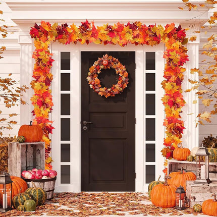 4 Pack Fall Garland Maple Leaf, 5.9Ft/Piece Hanging Vine Garland Artificial Autumn Foliage Garland Decor for Home Thanksgiving Halloween Party Christmas Decorations