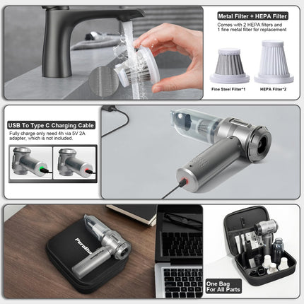 Perobuno Car Vacuum Cleaner High Power, 18Kpa Powerful, 35 Mins Runtime, Brushless Motor Air Duster With 3 Gear, Electric Canned Air Mini Handheld Vacuum Compressed Air Keyboard Cleaner