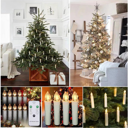10 PCS LED Window Candles with Remote Timer, Battery Operated Flameless Taper Candles Light with Clips/Suction Cups Warm White Light for Christmas Halloween Dia 0.7''x 4''