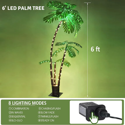 OUSHENG Lighted Palm Tree 6' 3.3' 2' Bar Outdoor Christmas Decorations Decor, Light Up LED Artificial Fake Trees Lights for Outside Patio Yard Pool Porch Deck Party Tropical