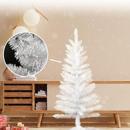 Kadunmina 3FT Pre-lit Artificial Christmas Tree, White Christmas Tree with Stand Small Christmas Tree with Lights Xmas Tree with 88 Branch Tips for Indoor and Outdoor