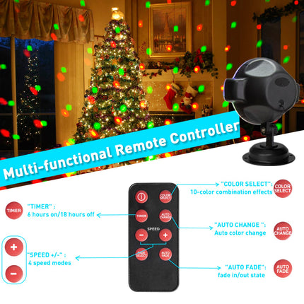 EAMBRITE Christmas Projector Lights with Remote Rotating Falling Snow Projector Show Moving Points Landscape Projection Lights for House Yard Garden Club Pub Outdoor Xmas Decorations
