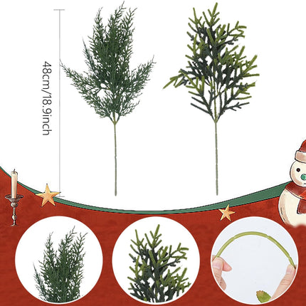 6Pcs Christmas Greenery Stems 18.9" Long Artificial Pine Branches Cypress Stems Christmas Picks Sprays Norfolk Pine Fake Cedar Stems Branches for Decorating Flower Arrangements Garland Wreath DIY