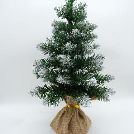 Tabletop Desktop Mini Christmas Artificial Pine Tree Miniature Flocked Snow Decoration PVC, 1.5ft/45cm