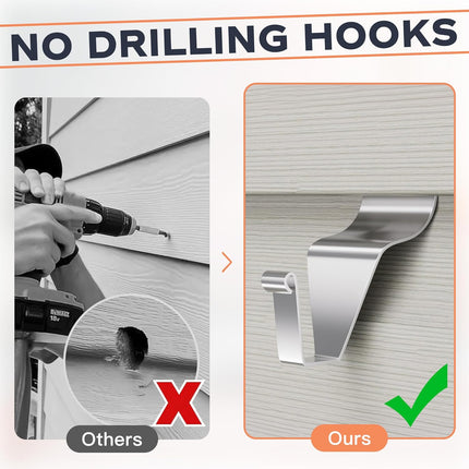 16 Pack Vinyl Siding Hooks, Heavy Duty No Hole Siding Hooks for Hanging Outdoor Decorations, Easy to Install and No Drilling Hooks for Hanging Christmas Wreath