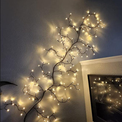 The Lighted Willow Vine Plants for Living Room Decor,LKGOOD Christmas Decorations, Light Trees with 144 LEDs Plug in for Decoration Inside(1PCS Black)