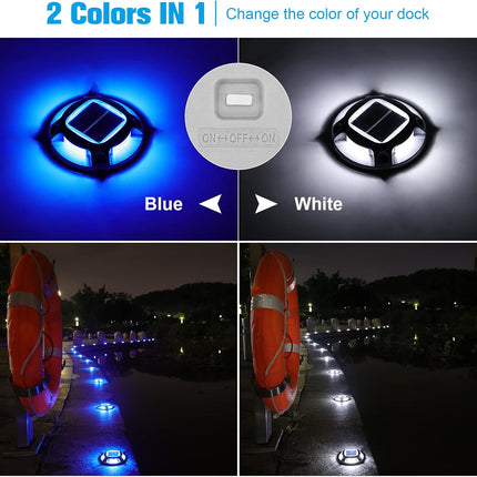 Volisun Solar Driveway Lights Dock Marine Lights 8Pack,2 Colors In 1,Outdoor Led Deck Lights,Solar Powered Waterproof Driveway