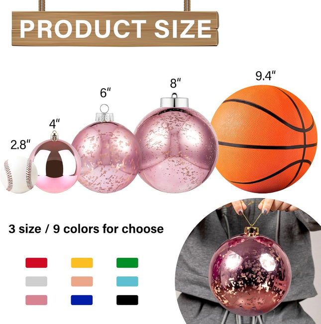 XmasExp Large Christmas Ornaments Christmas Ball Ornaments Pink Giant Shatterproof Christmas Ornaments Mercury Ball Christmas Tree Ornaments for Holiday Party (Pink, 6.0" (2pcs))