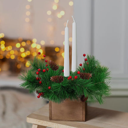 6 Pack Christmas Berries Pine Picks Artificial Flowers whit Red Berry Pine Branches Long Faux Pine Stem with Pinecones Christmas Tree Wreath DIY Craft Floral Arrangement Holiday Season Xmas Decor