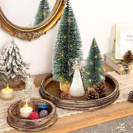 3 PCS Bottle Brush Christmas Trees with Lights, Mini Tabletop Christmas Tree for Christmas Decorations Indoor, Desktop Miniature Pine Tree Xmas Holiday Decor