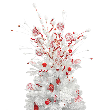 KI Store Red and White Christmas Tree Spray Set of 18 Candy Lollipop Tree Picks Christmas Tree Decorations for Xmas Tree Wreath Garland Decor
