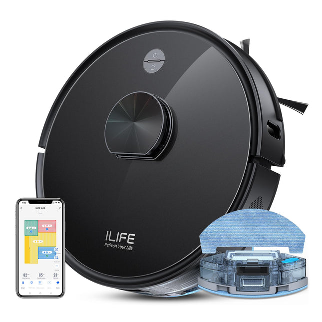 Ilife A20 Robot Vacuum And Mop Combo, Lidar Navigation, 3000Pa Suction Robotic Vacuum Cleaner, Smart Mapping, Appalexa Control, For Pet Hair, Hard Floor, Carpet, 2.4Ghz Wifi Only