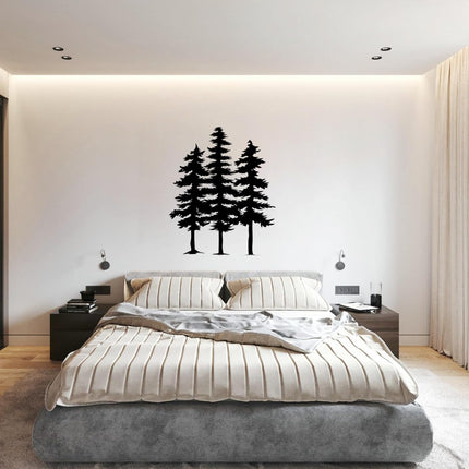 3D Metal Pine Wall Decor, 3 Pine Trees Laser Cut Metal Art Wall Decor for Home Bedroom Office Outdoor Decorations 9"x12"