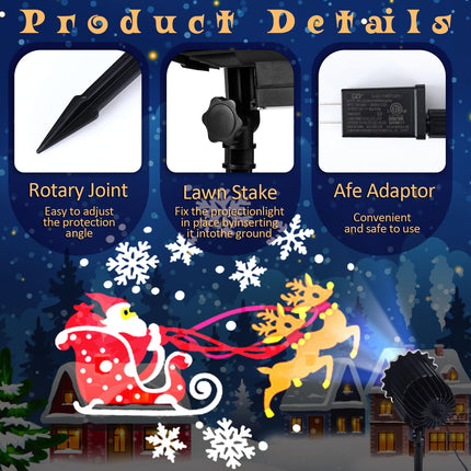 Christmas Projector Lights Outdoor LED Projector Santa Claus on Dynamic Sleigh Waterproof Outdoor Indoor Christmas Projection Patterns Spotlight for Landscape Garden Yard Patio Party