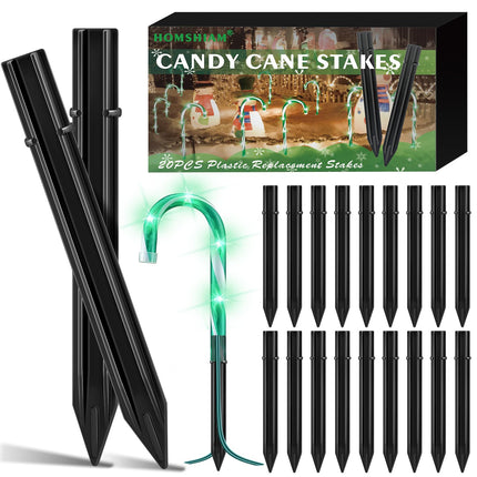 20PCS Replacement Stakes for Christmas Candy Cane Lights Outdoor, Plastic Candy Cane Pathway Markers Lights Spike Replacer, Size 0.68 6.05 Inches, Used to Maintain Candy Cane Pathway Lights 1