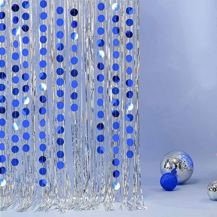 Decor365 Bling Royal Blue Circle Dots Garland Paper Hanging Polk Dot Streamer Party Decoration Bunting Banner Backdrop for Birthday/Wedding/Baby Shower/Graduation/Bridal Shower Party Supplies