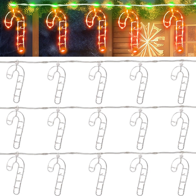 2 Pcs 26 ft Christmas Candy Cane String Lights Outdoor Christmas Hanging Lights Decorations with 6 Light up 360 Bulbs Candy Cane Icicle Hanging Lighted for Rooftop Tree Eaves Outdoor Holiday