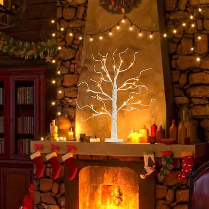 EAMBRITE Lighted Birch Tree, Christmas Tree Decorations Battery Operated/USB, Table Top Tree with Lights 24 LED, Small Light Up White Artificial Tree for Centerpiece Home Room Xmas Indoor Decor (22")