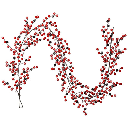 Artiflr 6FT Red Berry Christmas Garland with Red and Black Berry, Artificail Berry Garland Indoor Outdoor Garden Gate Hone Decoration for Winter Holiday Year Decor