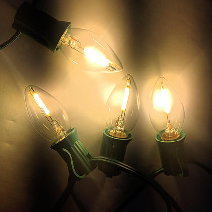 C7 LED Christmas Replacement Bulbs, 25 Pack C7 Clear Christmas Light Bulbs for Christmas Outdoor String Lights, E12 LED Light Bulbs for Night Light Candle Chandelier Christmas Lights, 0.6W Warm White